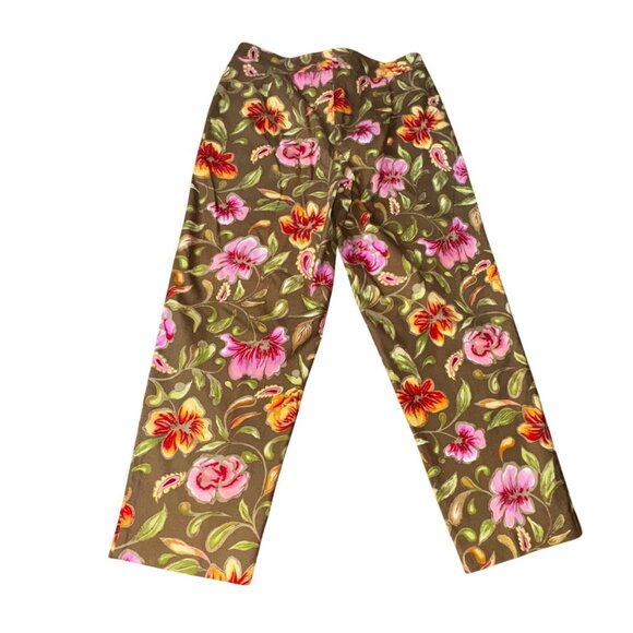 Talbots‎ Floral Print Cropped Stretch Pants Size 8 Preppy Classic Boho Coastal - Picture 3 of 7